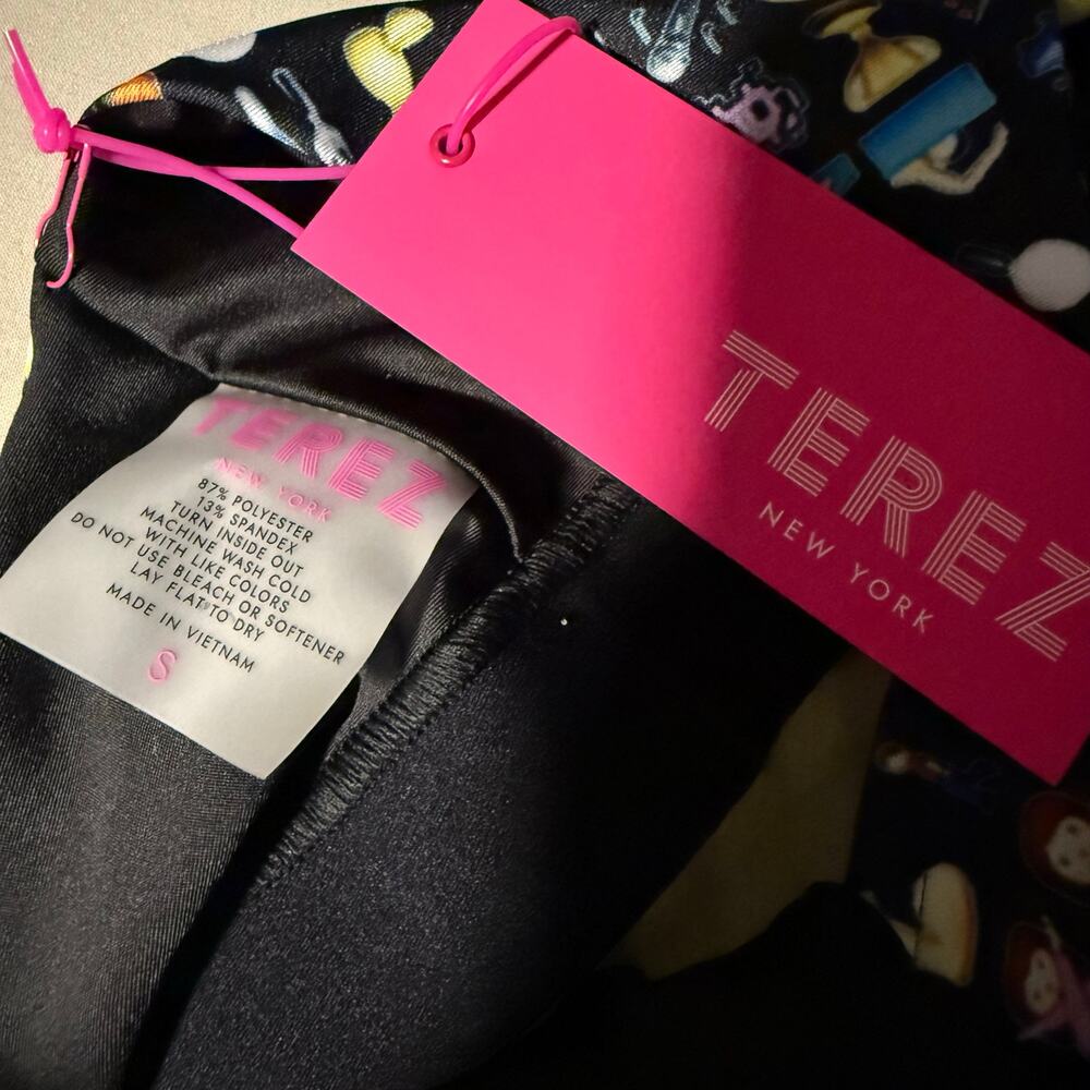NWT Terez Womens Size Small Emoji Print Scoop Neck Racerback Sports Bra Crop Top - Picture 3 of 3